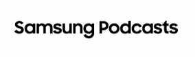 Samsung Podcasts in black lettering.